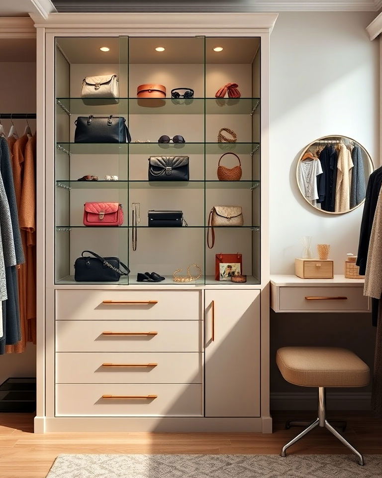glass display cabinet - 30 Dressing Room Ideas