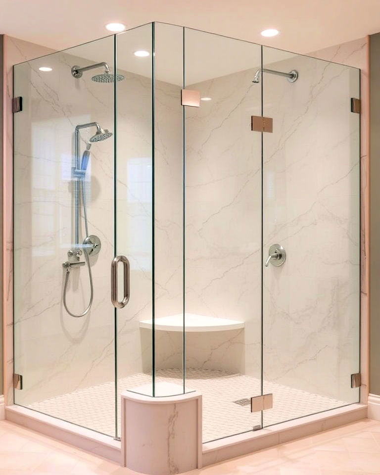 glass enclosure for large walk in shower - 40 Primary Bathroom Ideas