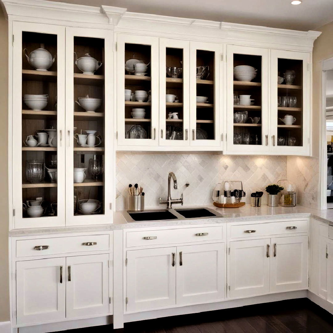 glass front off white cabinets for kitchen - 15 Off-white Kitchen Cabinets