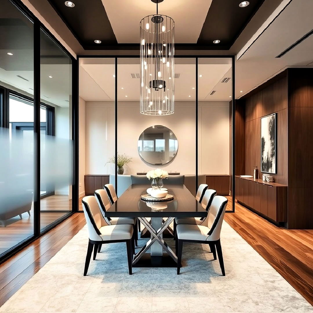 glass partition walls for luxury dining room - 40 Luxury Dining Room Ideas