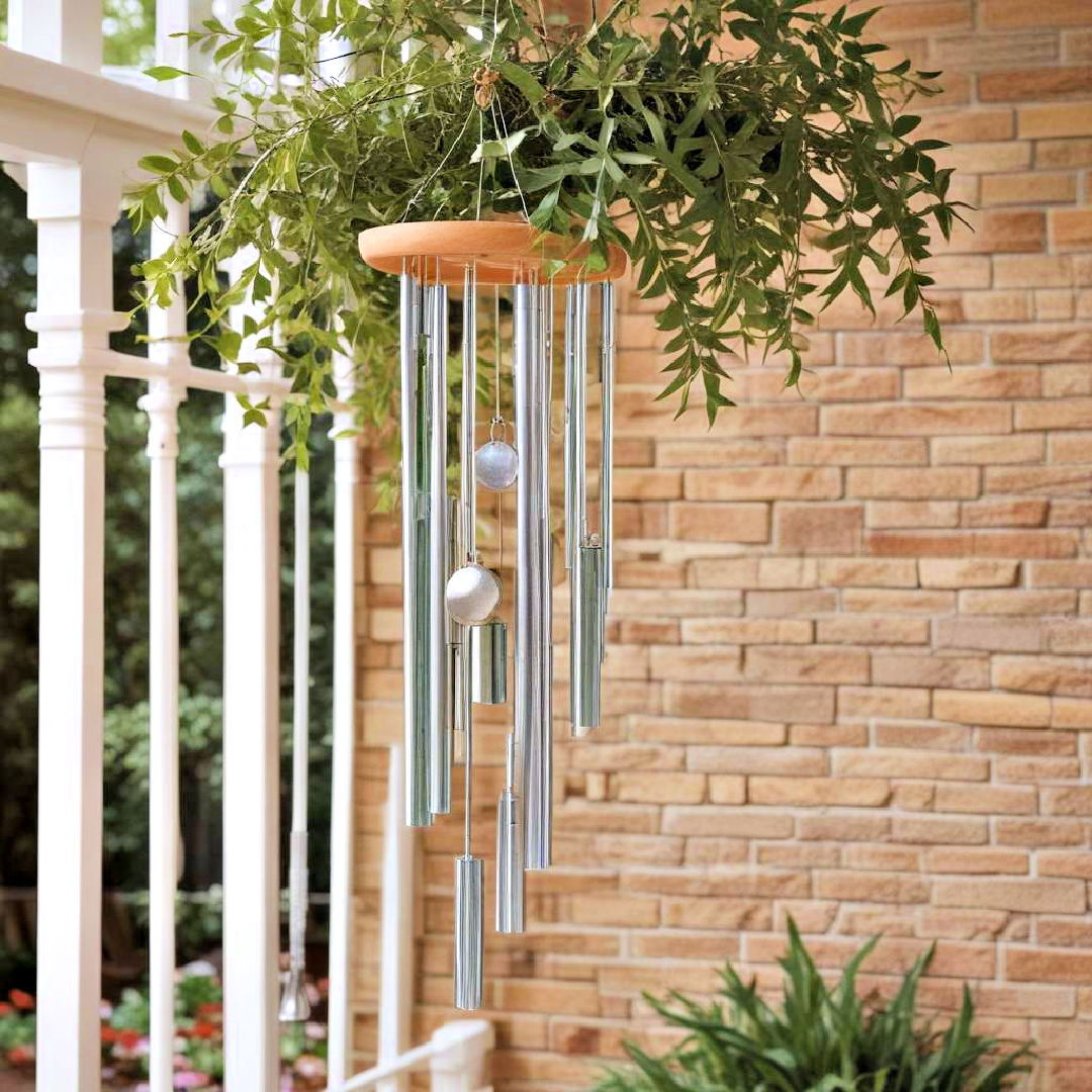 glass wind chime - 40 Front Porch Ideas