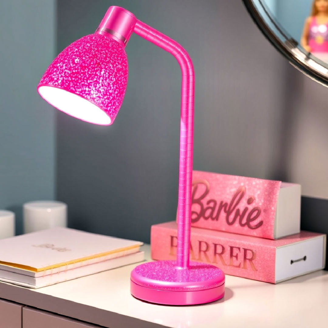 glittery pink desk lamp for barbie room - 25 Barbie Room Ideas