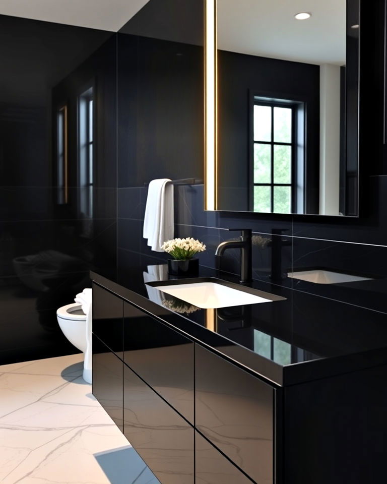 glossy black fixtures for bathroom - 15 Bathroom With Black Fixtures