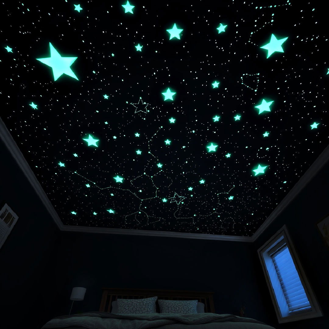 glow in the dark star ceiling for space themed room - 20 Space-themed Room Ideas
