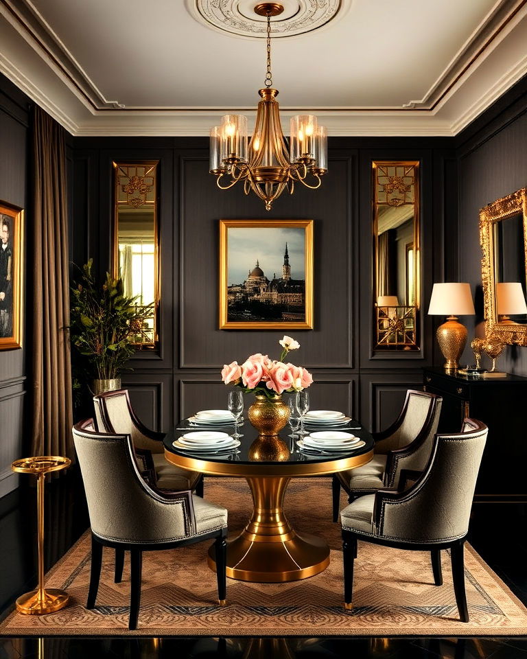 gold accents in decor for art deco space - 30 Art Deco Interior Design Ideas