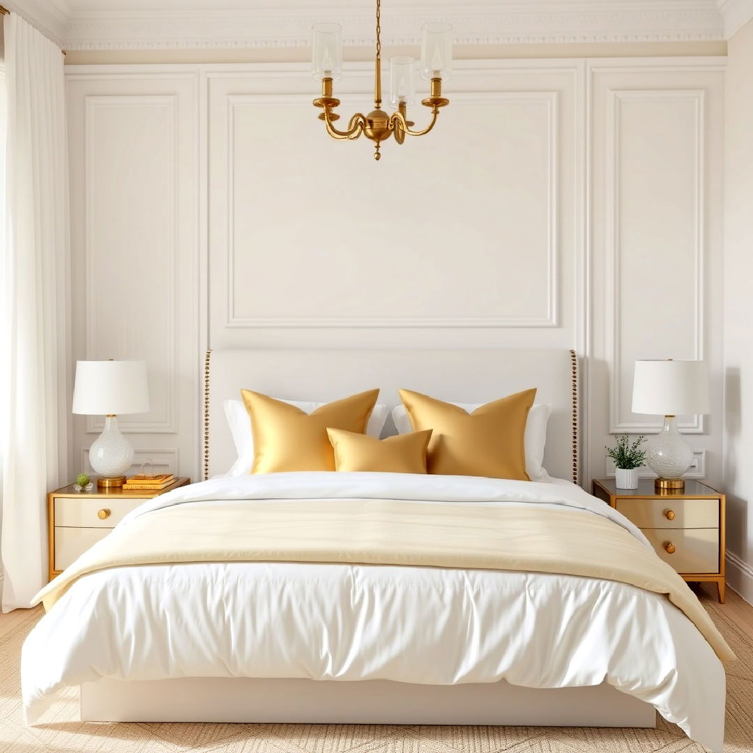 gold and white palette for bedroom - 25 Gold Bedroom Ideas