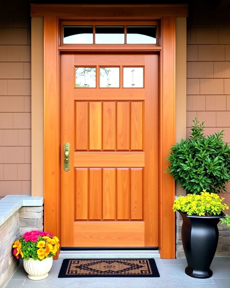 golden pecan stain front door - 25 Stained Front Door Ideas