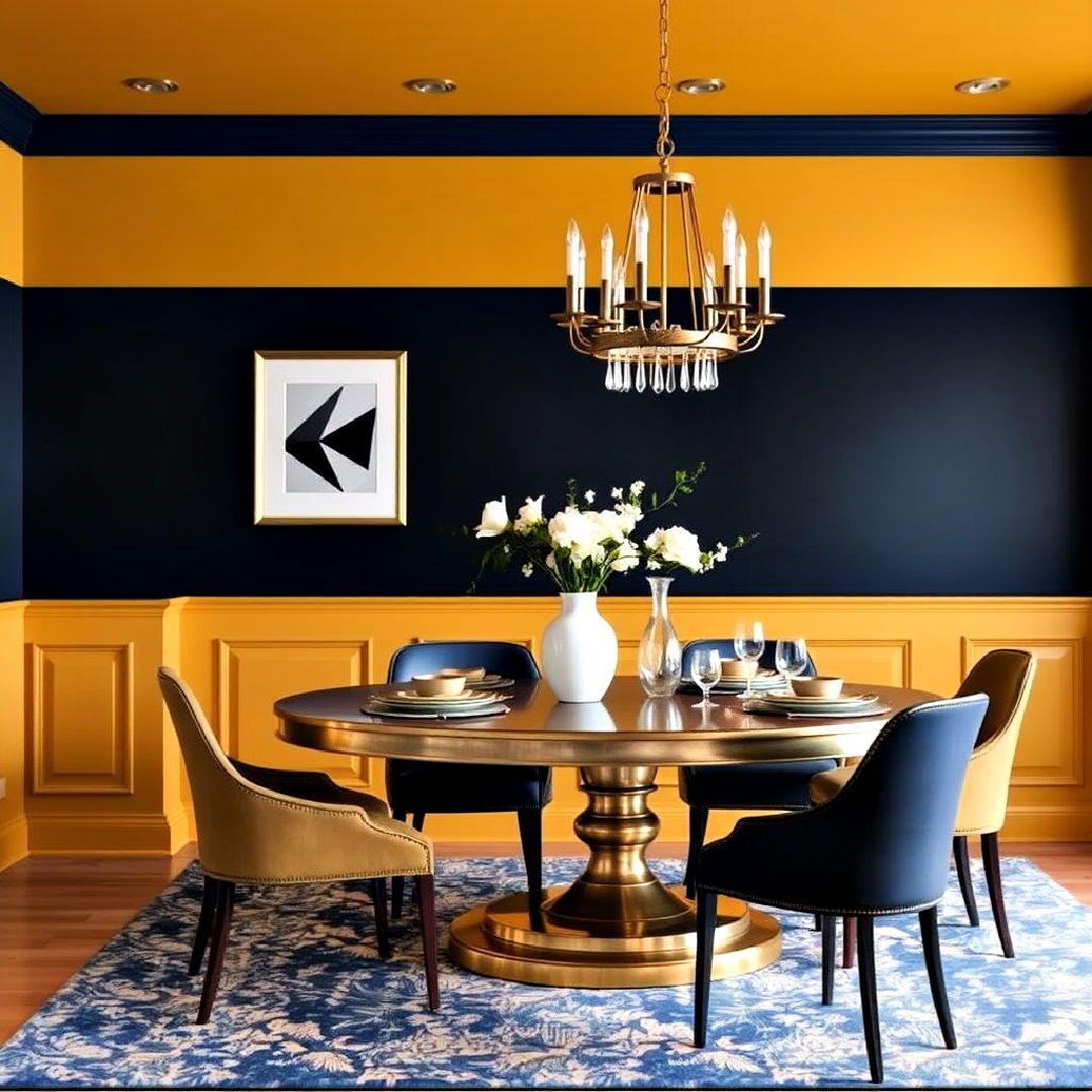 goldenrod and navy contrast - 40 Warm Color Palettes for Every Room in the House