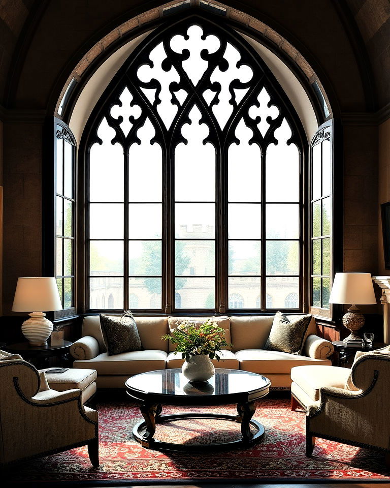 gothic arch mirrors for castle living room - 20 Castle Living Room Ideas