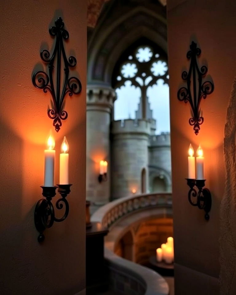 gothic castle with candlelit wall sconces - 25 Gothic Castle Ideas