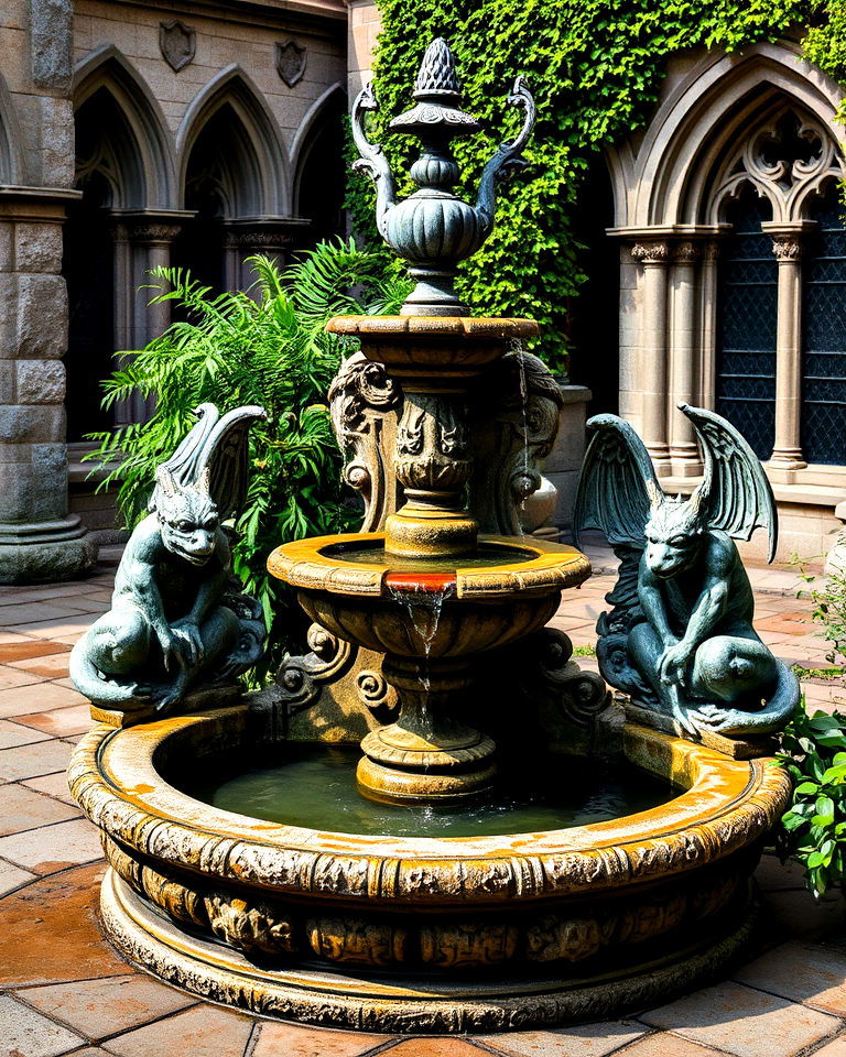 gothic gargoyle water feature design - 25 Gothic Castle Ideas