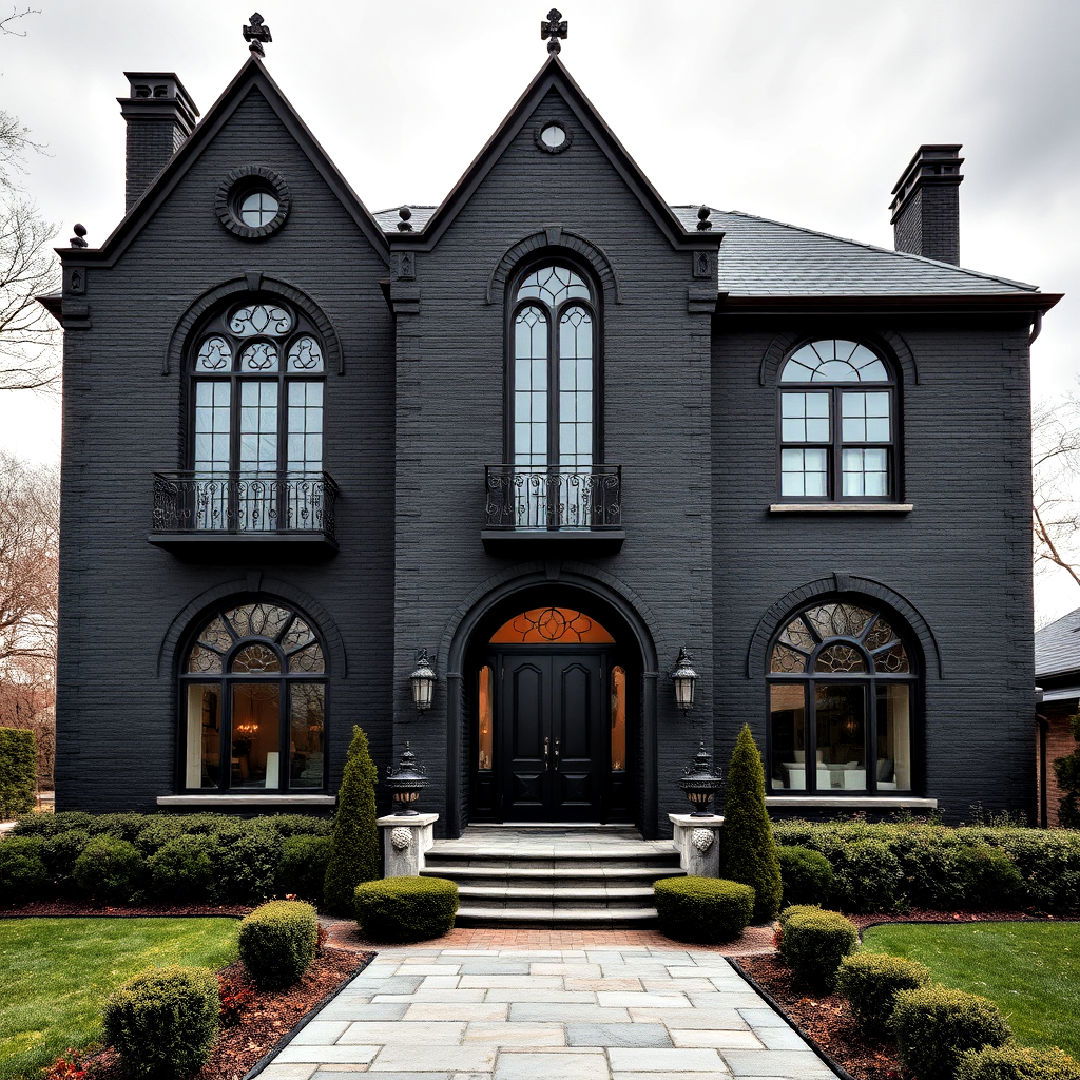 gothic inspired black brick exterior - 40 Black Brick House Exteriors