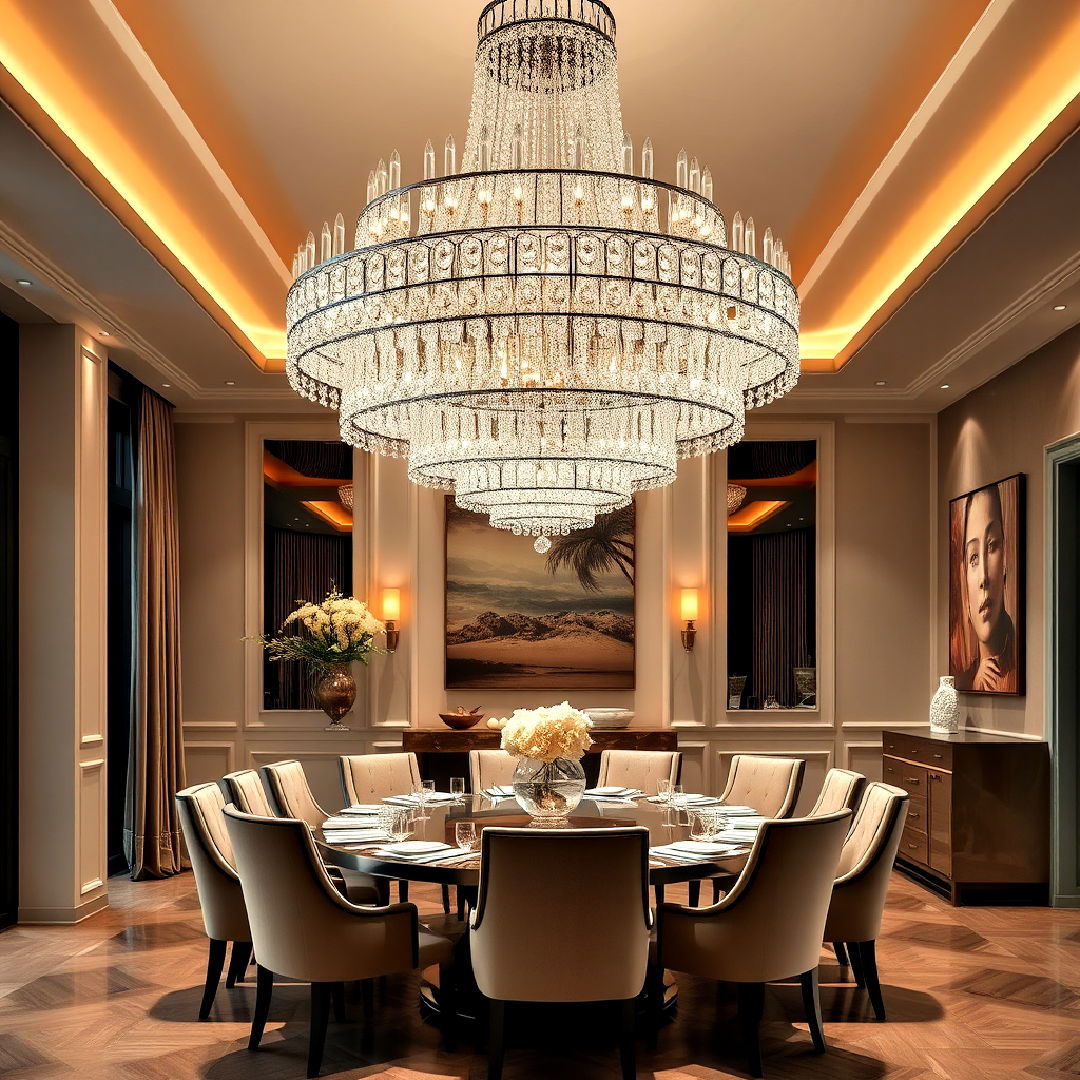 grand chandelier for luxury dining room - 40 Luxury Dining Room Ideas