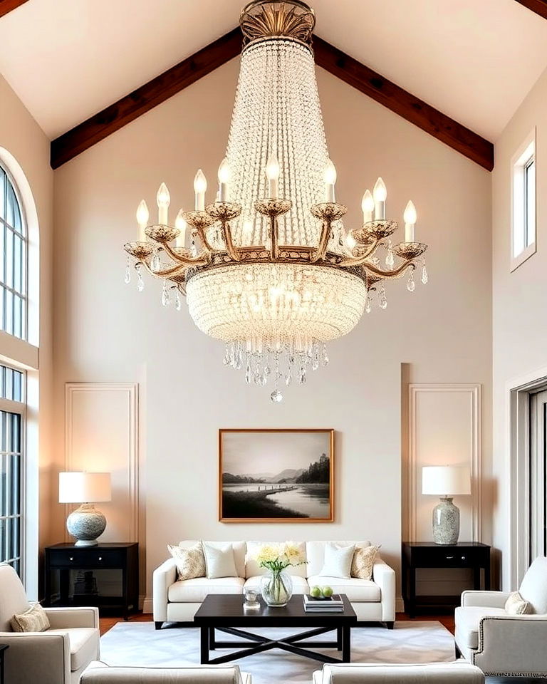 grand crystal chandeliers for living room - 30 Living Room Chandelier Ideas
