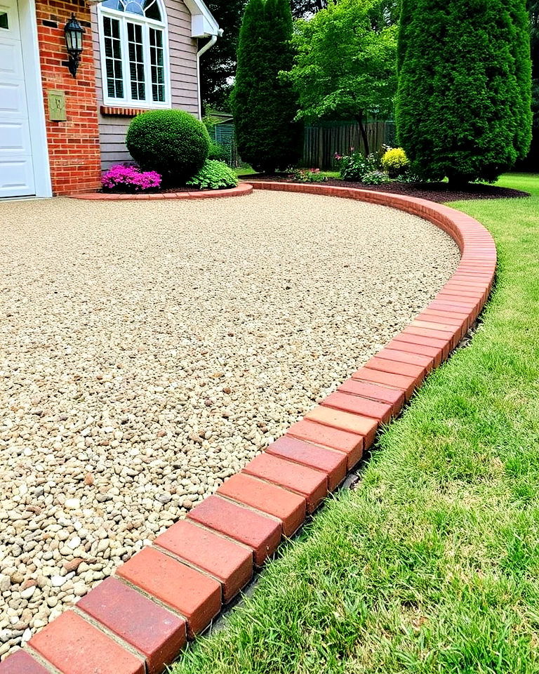 gravel driveway with brick edging - 25 Gravel Driveway Edging Ideas