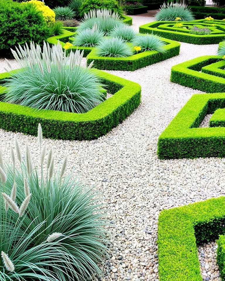 gravel pathway and ornamental grass - 25 Parterre Garden Ideas