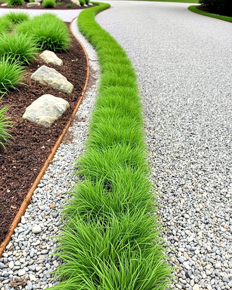 gravel to grass transition for driveway border - 25 Gravel Driveway Edging Ideas
