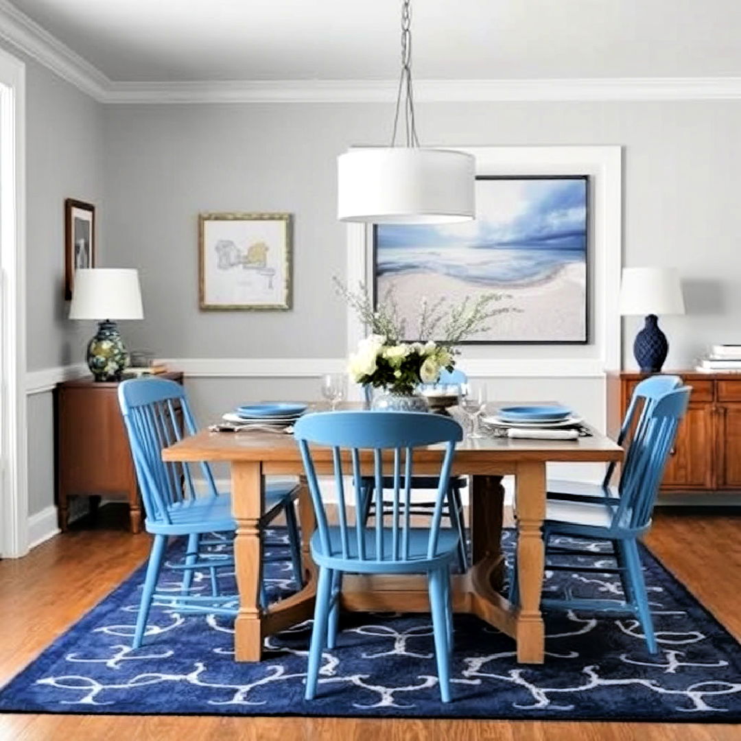 gray and blue coastal vibe dining room - 25 Gray Dining Room Ideas