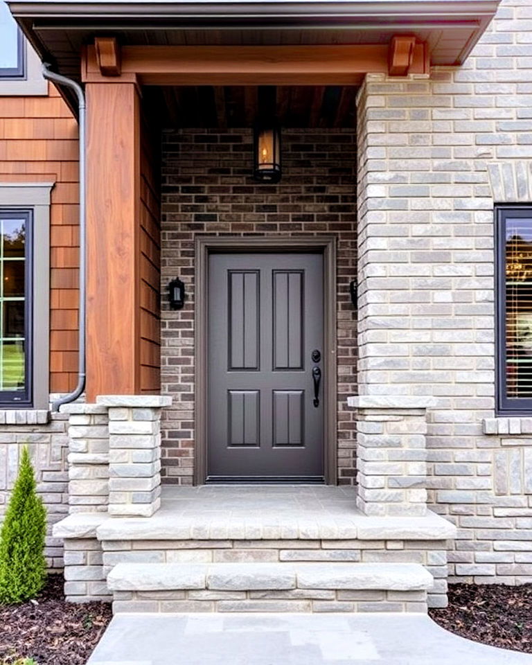 gray brick exterior with dynamic blended materials - 30 Gray Brick Exterior Home Ideas