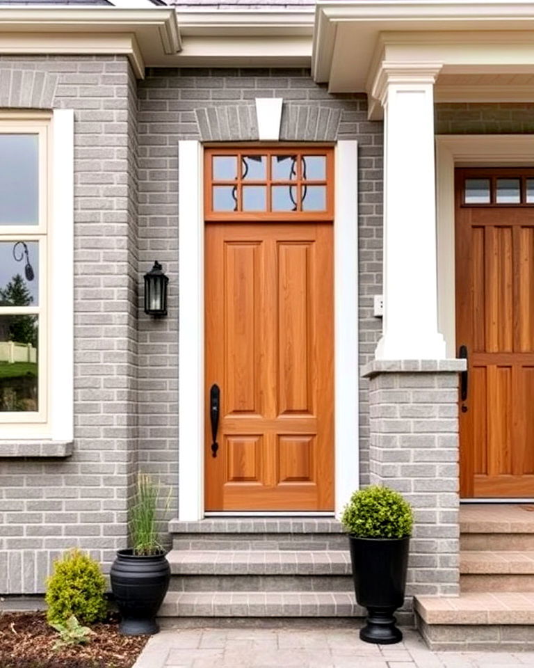 gray brick exterior with neutral trim - 30 Gray Brick Exterior Home Ideas