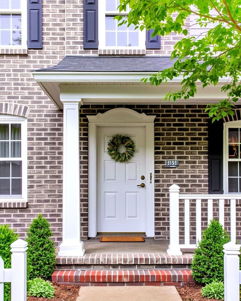 gray brick exterior with white trim - 30 Gray Brick Exterior Home Ideas