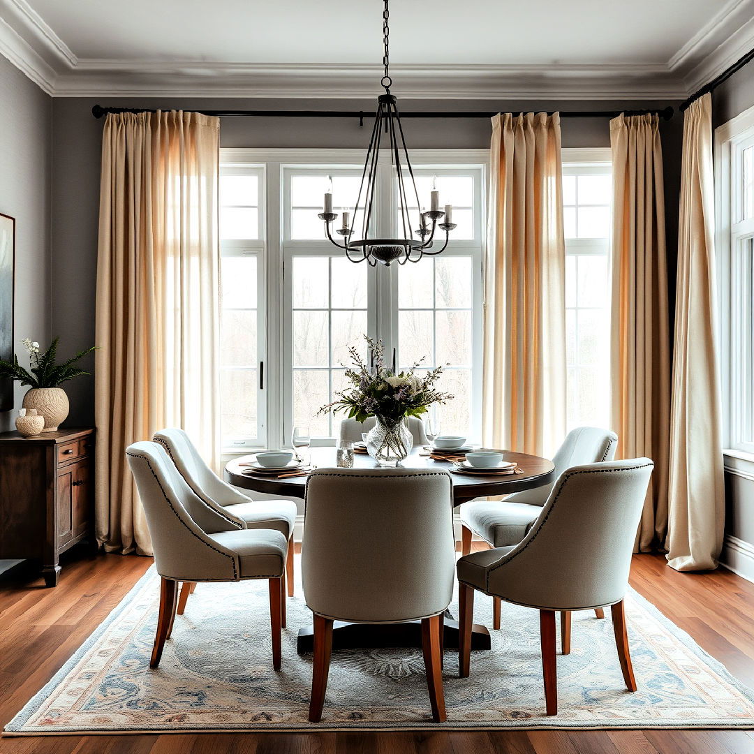gray with warm beige tones to create inviting space - 25 Gray Dining Room Ideas