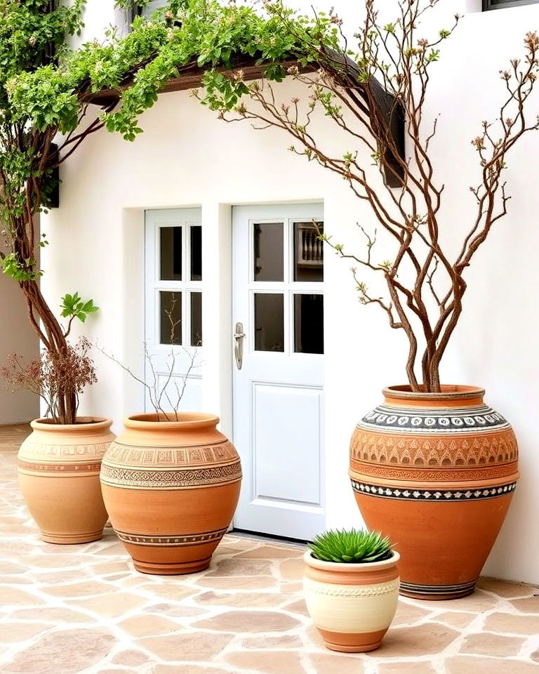 greek style home with ceramic pottery accents - 20 Greek Style Home Ideas