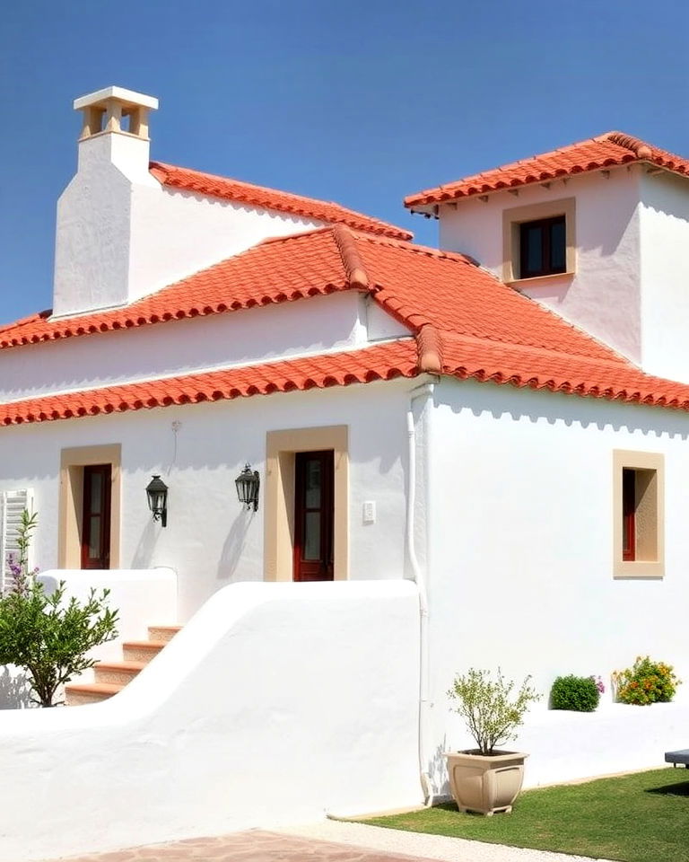 greek style home with terracotta roof tiles - 20 Greek Style Home Ideas