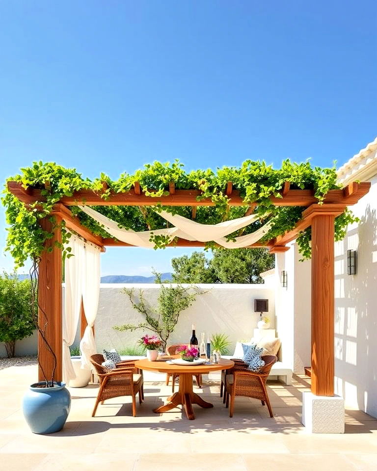 greek style natural wood pergola - 20 Greek Style Home Ideas