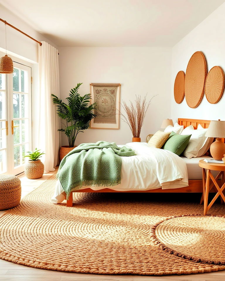 green and beige woven textures for bedroom - 30 Green and Beige Bedroom Ideas