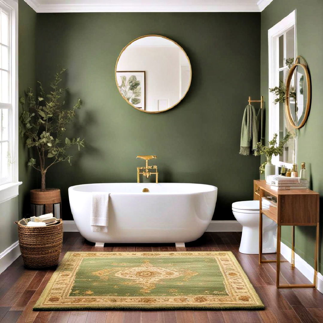 green and gold rug - 20 Green and Gold Bathroom Ideas