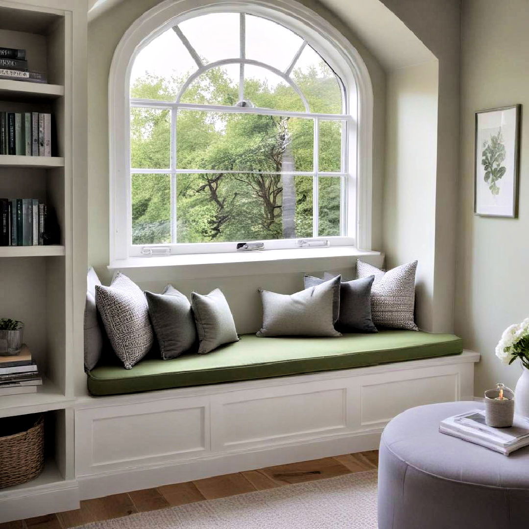 green and grey window seat - 20 Green and Grey Bedroom Ideas