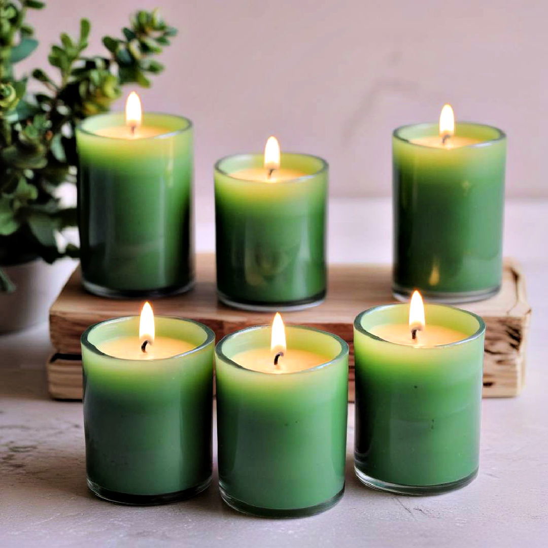 green candles for soft glow - 40 Green Dining Room Ideas