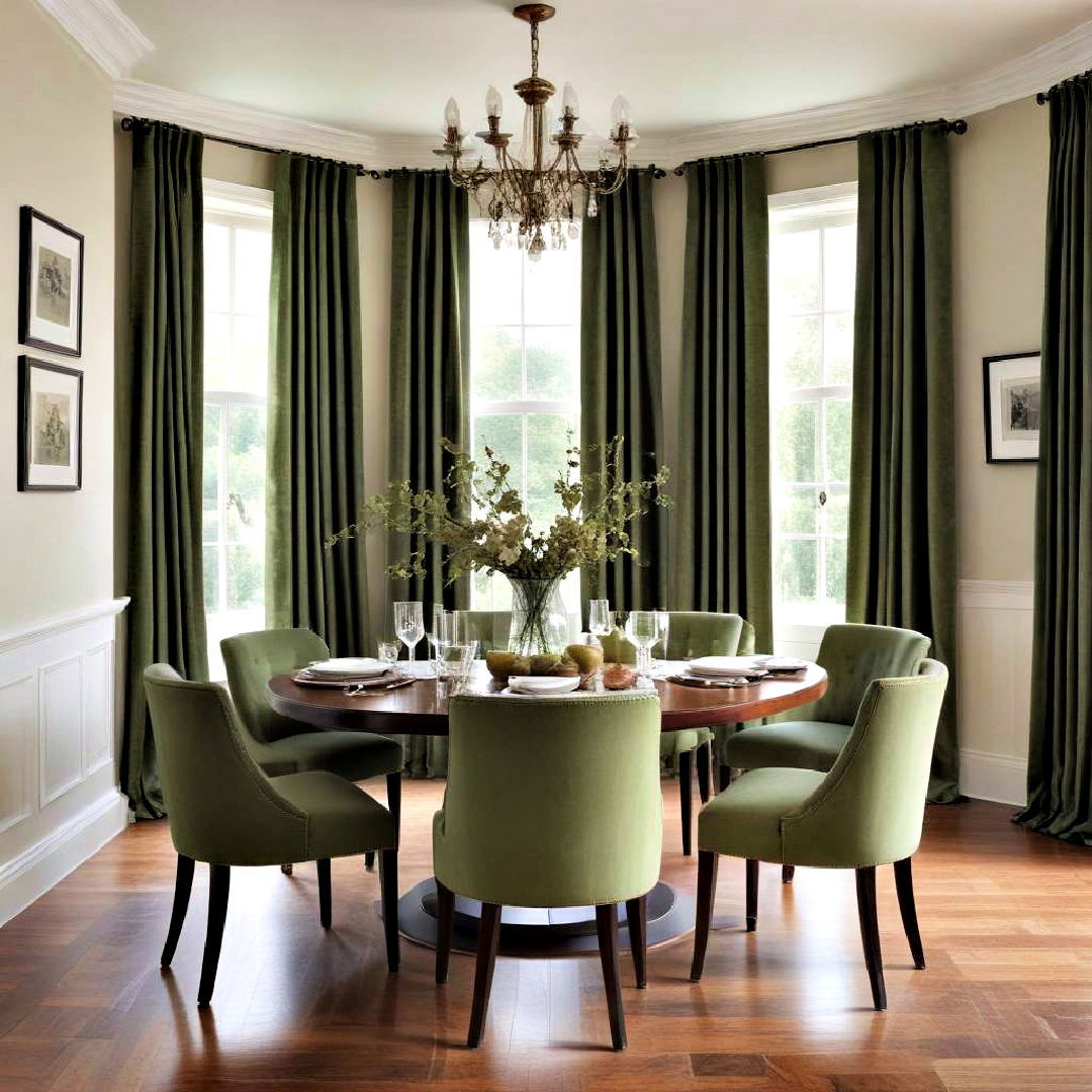 green curtains for dining room - 40 Green Dining Room Ideas