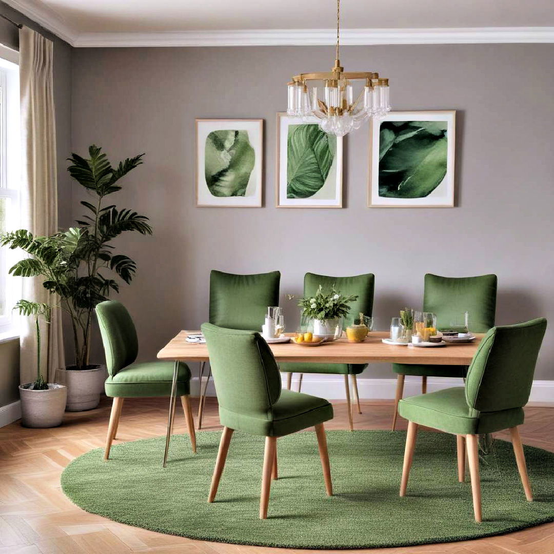 green cushions on dining chairs - 40 Green Dining Room Ideas