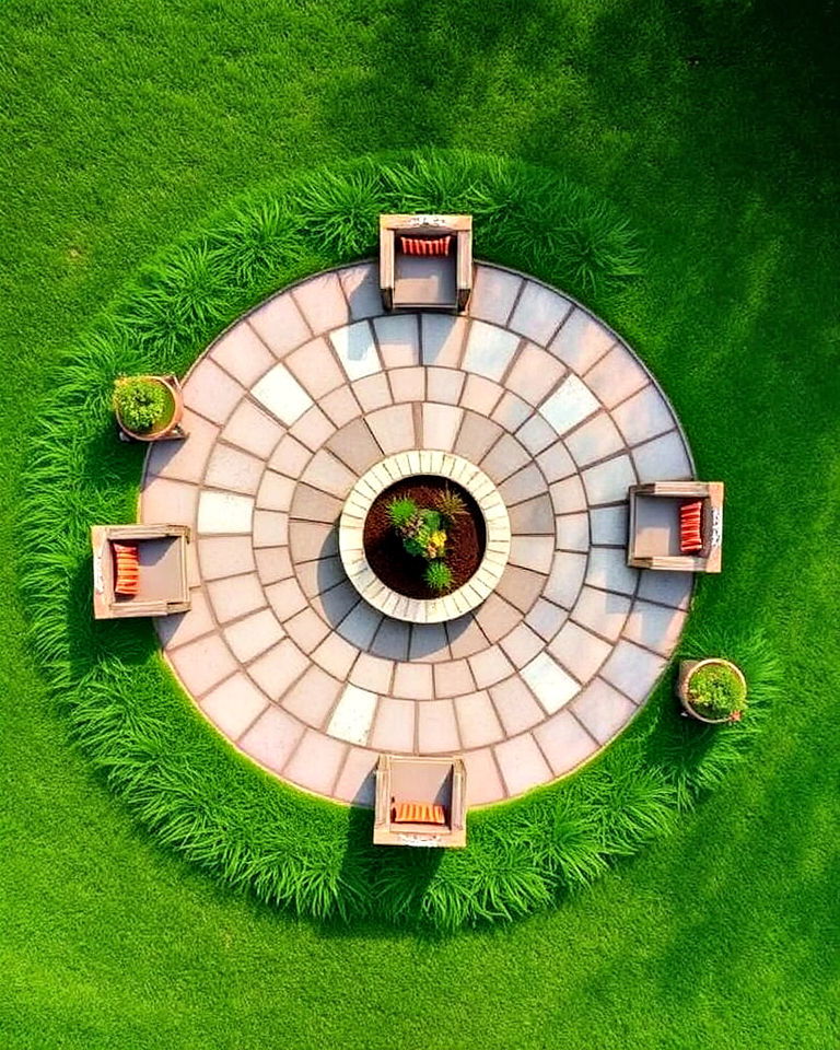 green edges for circular patio - 20 Circular Lawn Garden Designs