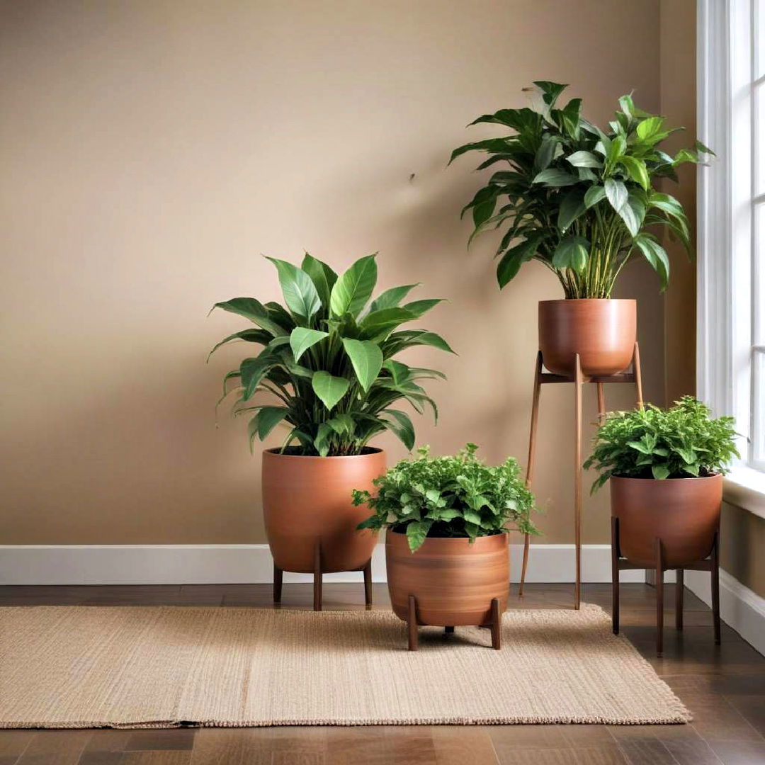 green plants in brown ceramic pots - 25 Brown Bedroom Ideas