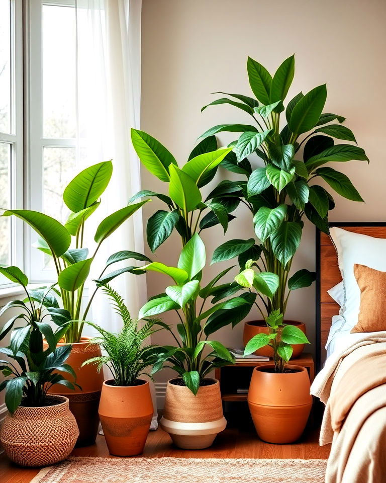 green plants with brown accents for bedroom - 20 Green and Brown Bedroom Ideas