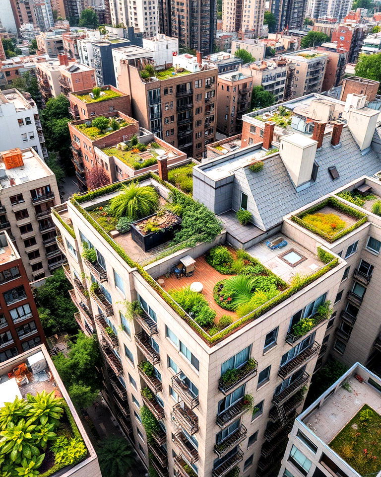 green roof on urban apartments for peaceful retreat - 20 Houses With Green Roofs