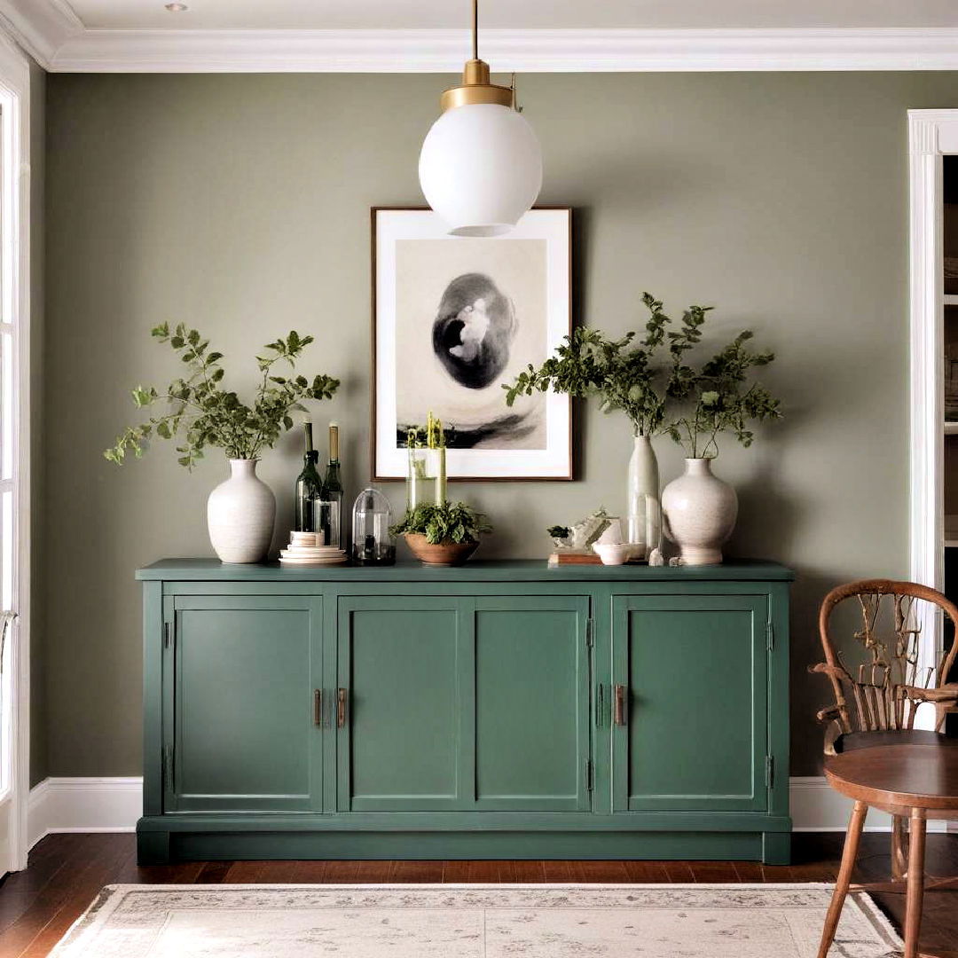 green storage cabinets - 40 Green Dining Room Ideas