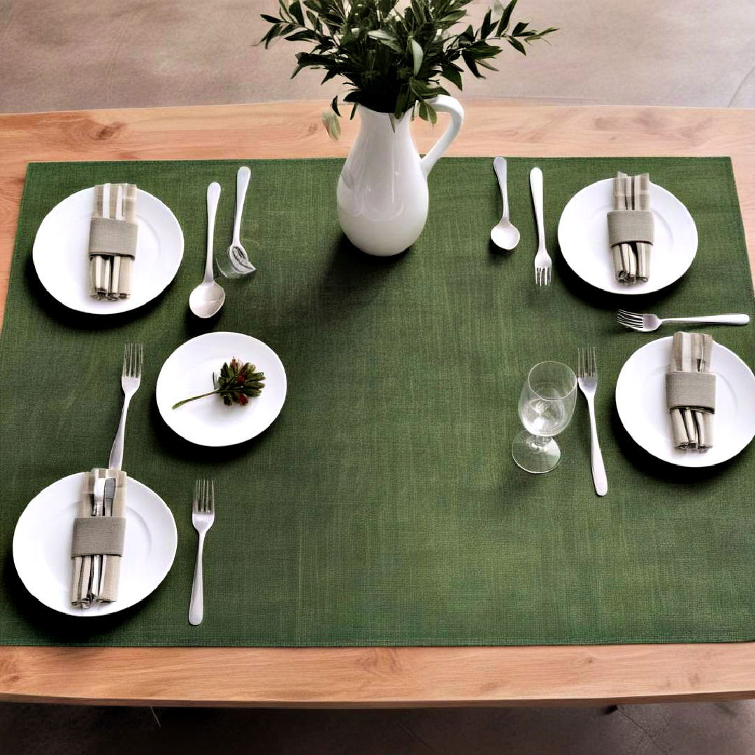 green table mat for dining room - 40 Green Dining Room Ideas