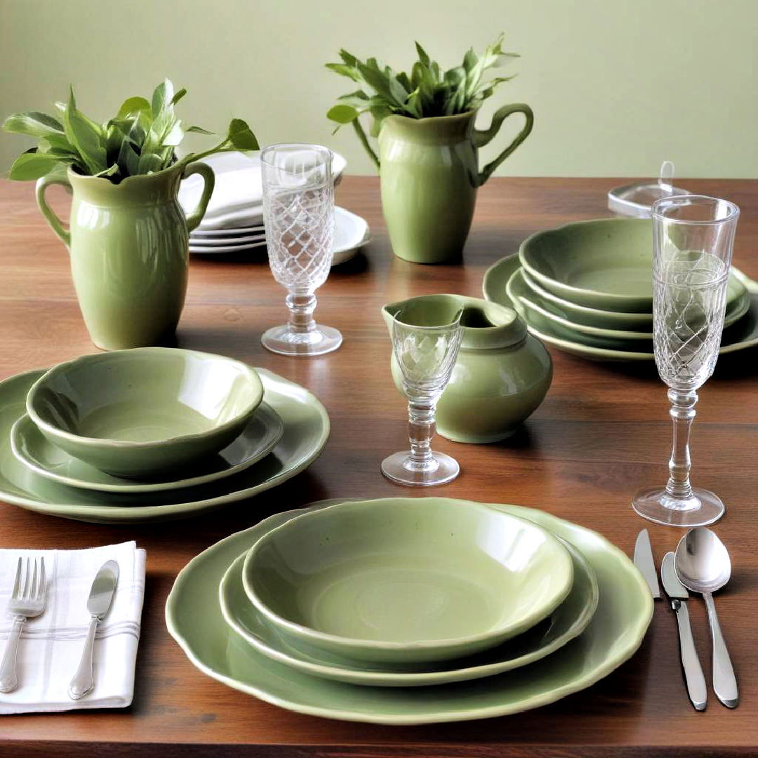 green tableware ideas - 40 Green Dining Room Ideas