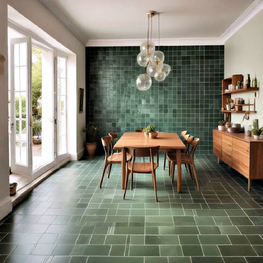 green tiles for dining room - 40 Green Dining Room Ideas
