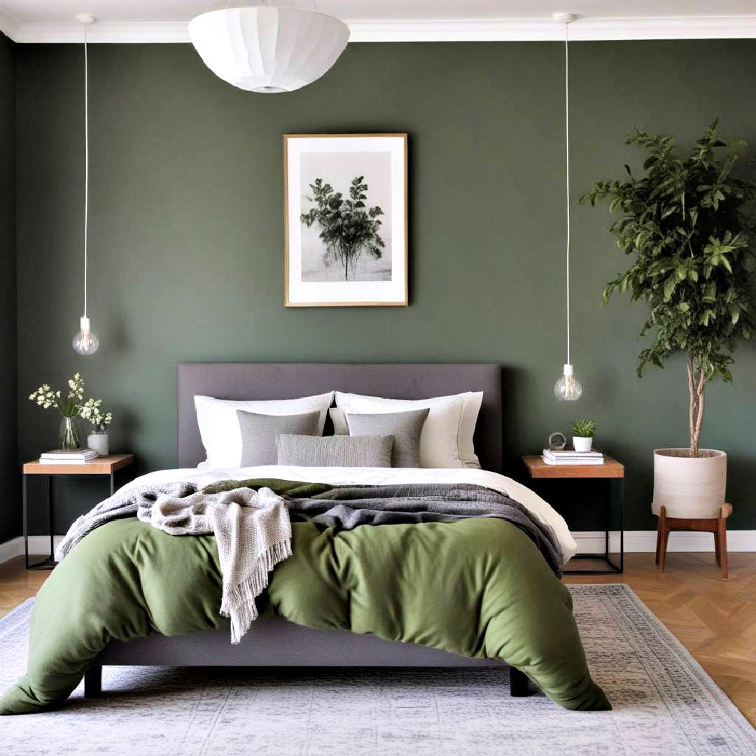 green walls for green and grey bedroom - 20 Green and Grey Bedroom Ideas