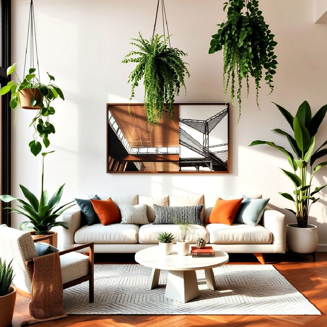 greenery as living decor ideas - 25 Organic Modern Living Room Design Ideas