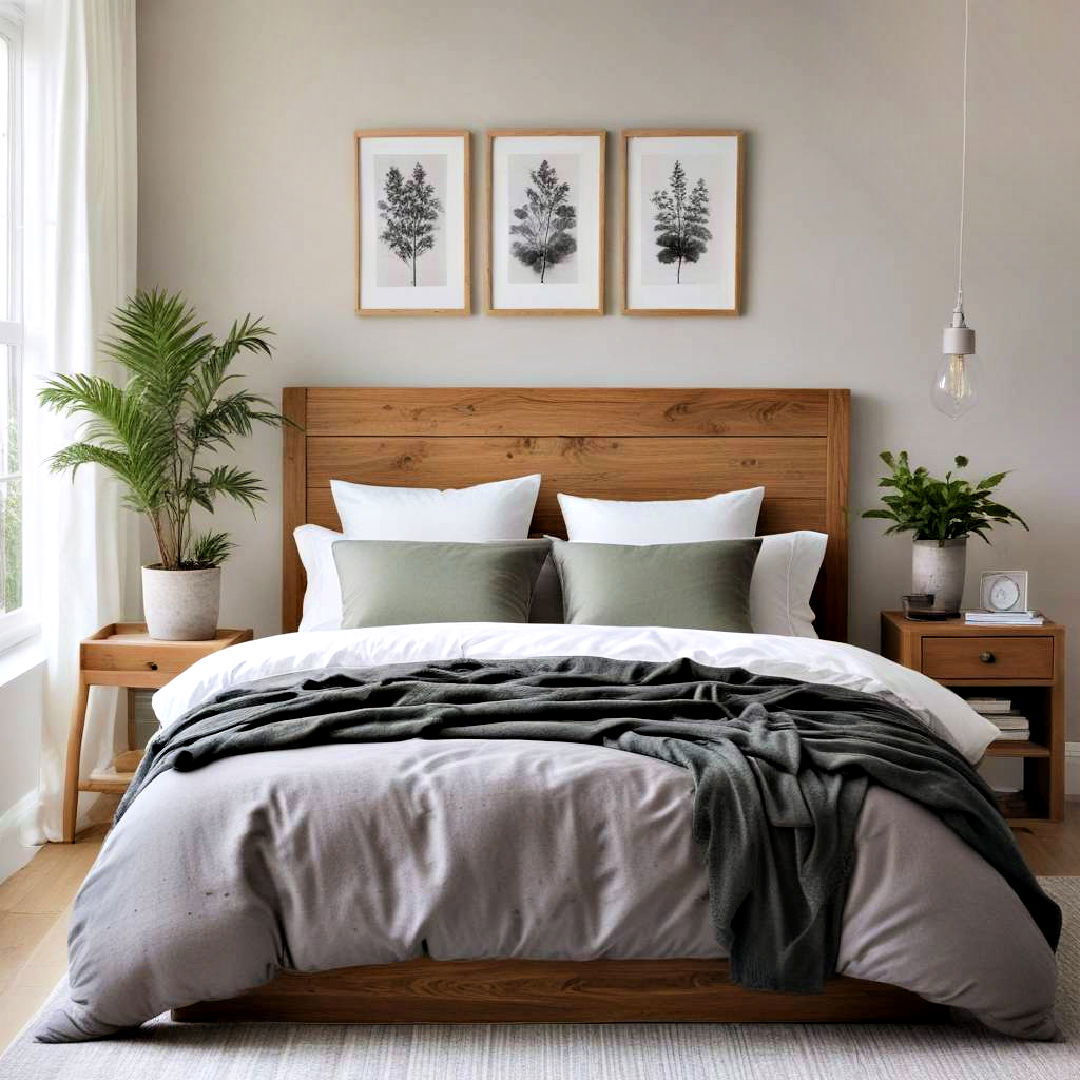 grey and white with earthy elements - 40 Grey and White Bedroom Ideas