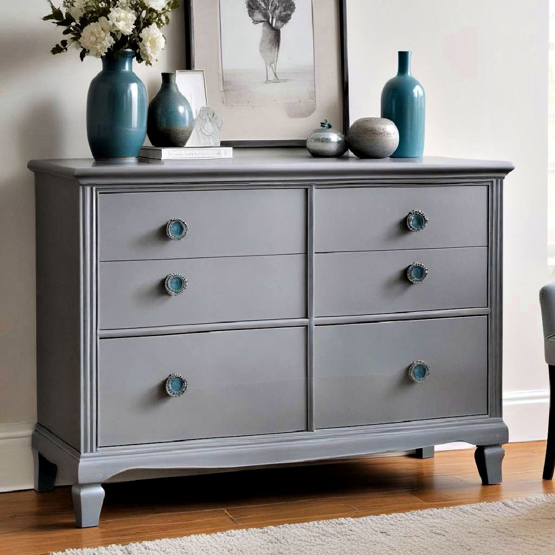 grey dresser with teal handles - 15 Teal and Grey Bedroom Ideas