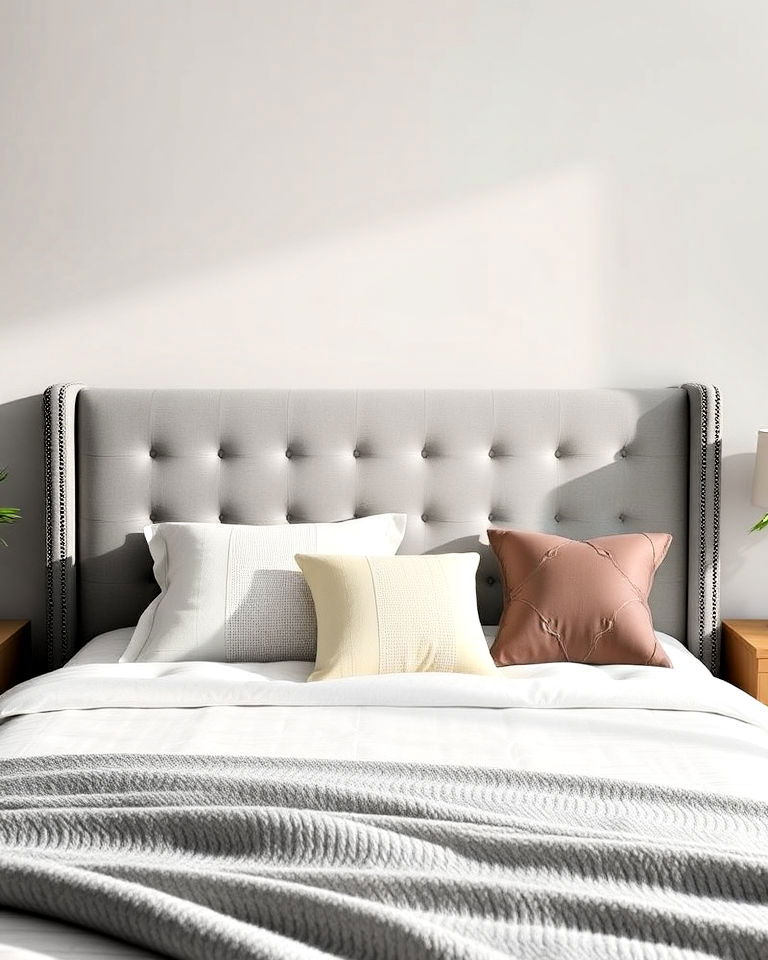 grey headboard with adjustable height ideas - 25 Grey Headboard Bedroom Ideas