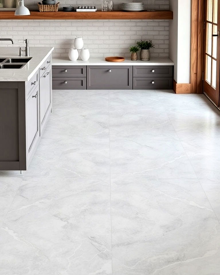grey marble flooring for farmhouse interior - 40 Farmhouse Flooring Ideas