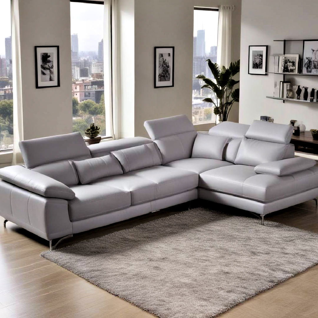 grey sectional with adjustable headrests - 15 Grey Sectional Living Room Ideas